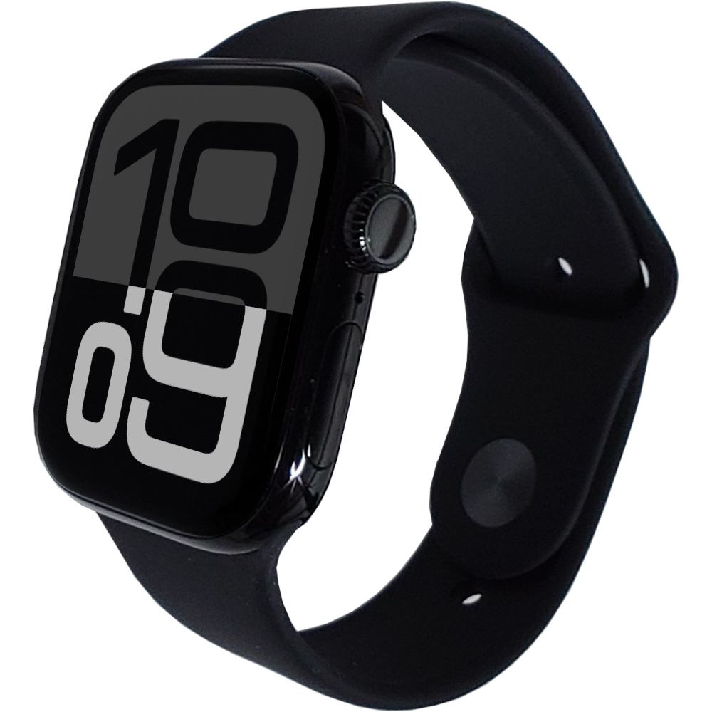 Apple Watch Series 10 in Diamantschwarz mit schwarzem Sportarmband